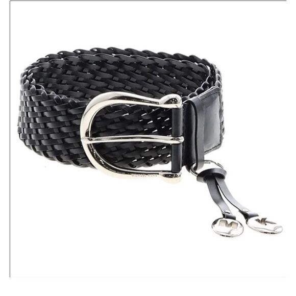 Michael Kors Black Leather Braided Belt M